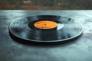 Close-up of a vintage vinyl record on a turntable.