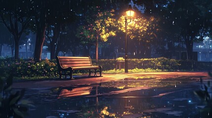 Tranquil Lo-fi Anime Aesthetic Park View in 4K