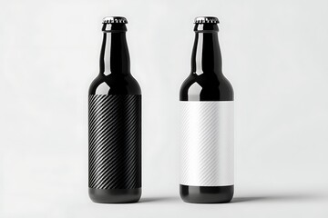 Blank Bottle Mockup with Carbon Fiber and Striped Labels