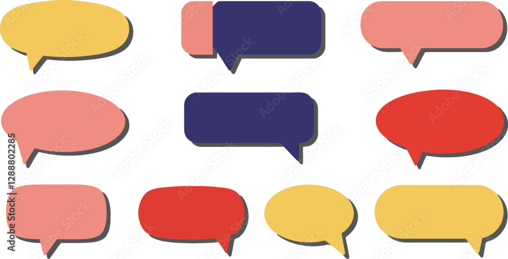 Poster colorful speech bubbles arranged in a grid showcasing various shapes and sizes