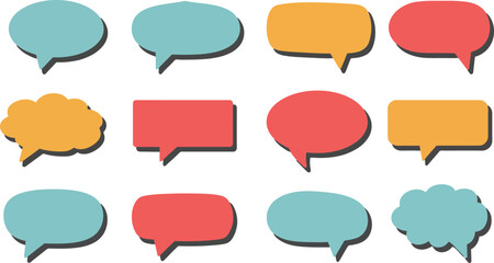 Obraz premium Colorful speech bubbles arranged in a grid pattern on a white background