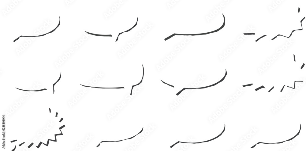 Poster series of curved lines showcasing different styles and variations for design purposes