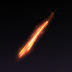 Flying meteor, comet, space object. Vector illustration.