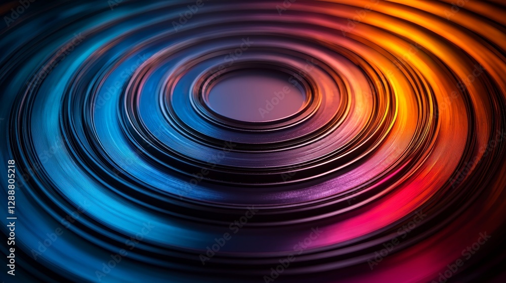 Poster abstract circular pattern with concentric ripples and vibrant colors for modern design projects