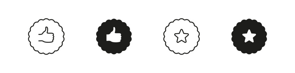 Thumb up and star badge vector icons