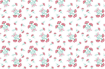 母の日のカーネーションの花束のシームレスパターン(白）