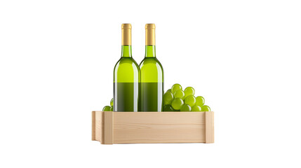Naklejka premium Rustic charm, wine bottle presented in a wooden box for cellar storage or gifting