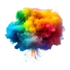 Fototapeta premium Colorful cloud of powder in various shades with a vibrant and dynamic appearance on a white background isolated on transparent background..