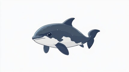 Fototapeta premium The rare and stunning Vaquita, a critically endangered marine mammal, swimming gracefully through the calm waters of its remote habitat in the Gulf of California.