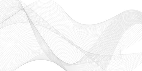 Thin wavy curve line vector background. Curve wave seamless pattern background. Black and grey wave curve lines motion vector background.