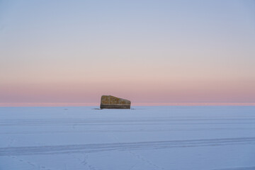 Evening time on the Kyiv Sea at wintertime, Ukraine