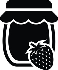 strawberry with jam jar icon siple vector illustrstion