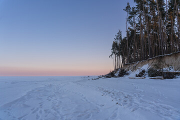 Evening time on the Kyiv Sea at wintertime, Ukraine
