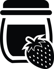 strawberry with jam jar icon siple vector illustrstion