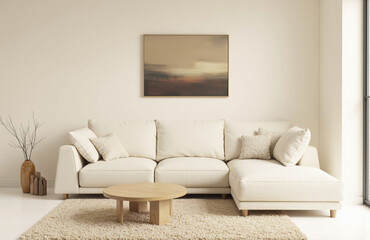 Living room filled with warmth and comfort, featuring a plush beige sectional sofa