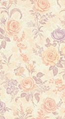 Fototapeta premium Pastel flower printed designs for bed sheet or bed cover textile 4