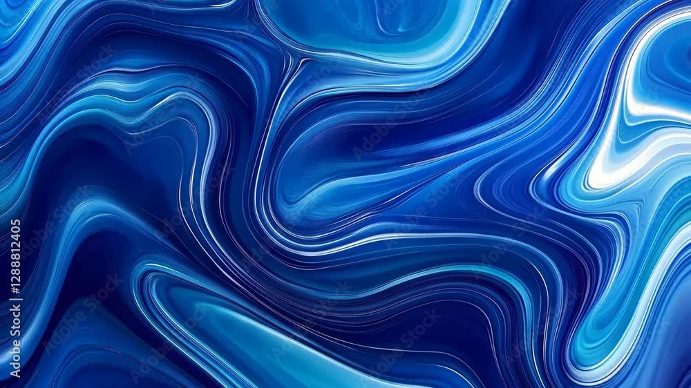 Poster swirling patterns in shades of blue create a fluid abstract design that captivates and soothes the v