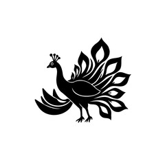 Elegant Peacock Silhouette Graphic Illustration