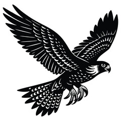 silhouette of a falcon flying vector