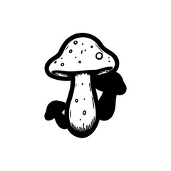 Monochrome Mushroom Duo Graphic Illustration