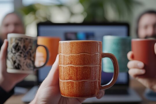 Virtual toast among colleagues in a remote work setting for connectivity and celebration
