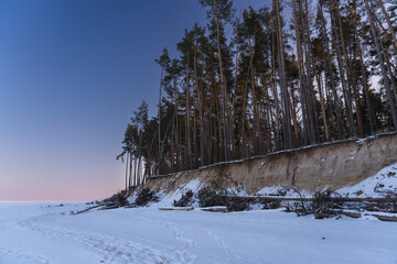 Evening time on the Kyiv Sea at wintertime, Ukraine