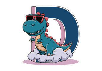 Fun Letter D Dinosaur Illustration: Vector for Kids Learning