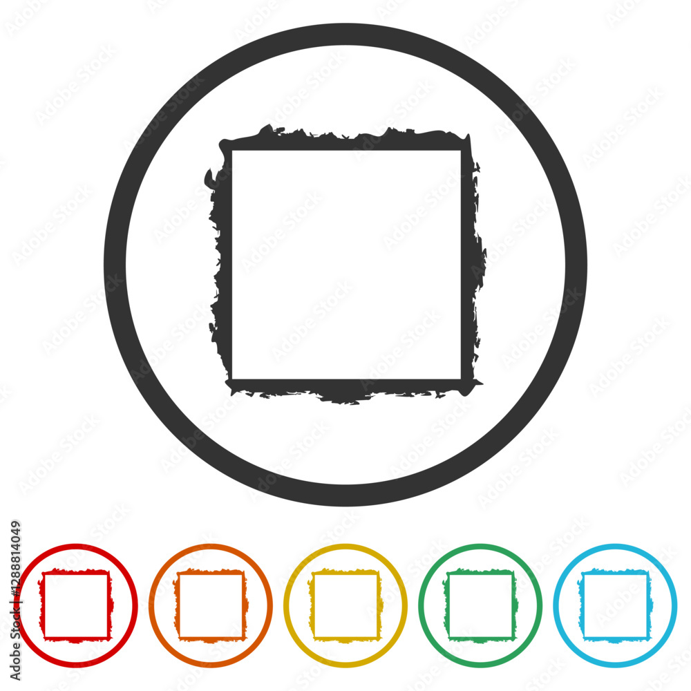 Poster grunge frame icon. set icons in color circle buttons
