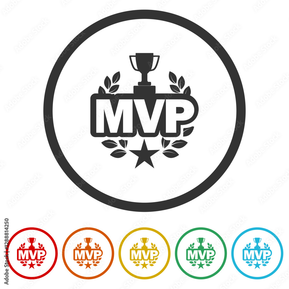 Poster mvp icon. set icons in color circle buttons