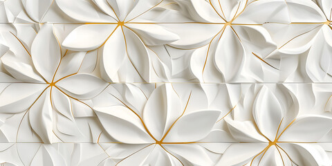Sophisticated white background with artistic gold accents, forming a stylish pattern suitable for upscale decor and creative projects.
