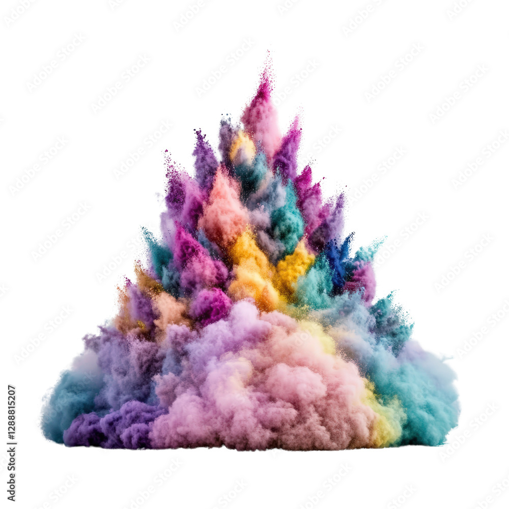 Poster colorful smoke png on transparent background with various colors swirling and blending in artistic p