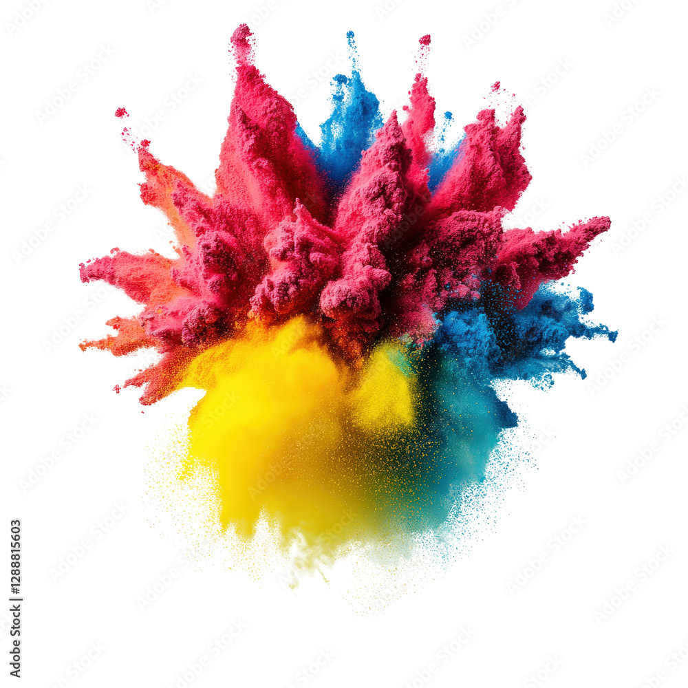Poster vibrant colorful powder explosion creating a dynamic abstract background for artistic or design purp