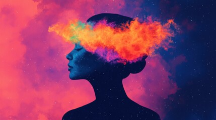 Misty valley exploration lush green hills surreal portrait scene