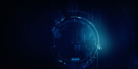 2d illustration Abstract futuristic electronic circuit technology background