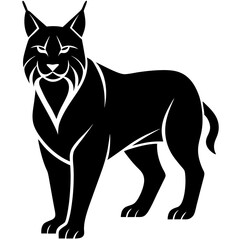 Lynx Silhouette Vector Icon White Background.