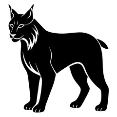 Lynx Silhouette Vector Icon White Background.