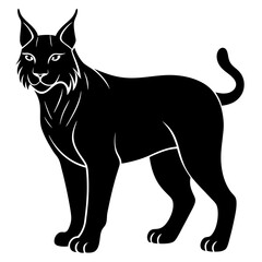 Lynx Silhouette Vector Icon White Background.