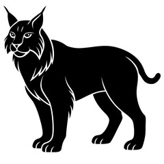 Lynx Silhouette Vector Icon White Background.