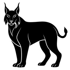Lynx Silhouette Vector Icon White Background.