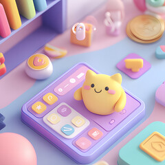 Creative workspace featuring colorful desk toys and miniature gadgets in a whimsical setting