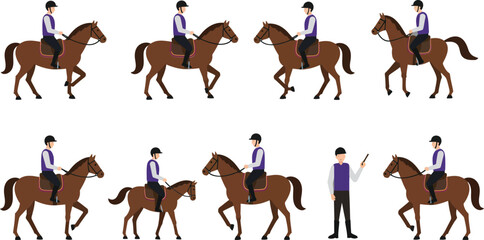 Fototapeta premium Sequence of horse and rider performing various movements in a training exercise