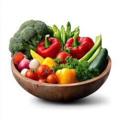 Fresh Organic Vegetables in Wooden Bowl for Healthy Cooking