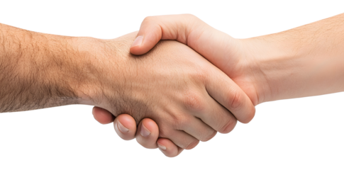 Handshake between two people isolated on transparent background.