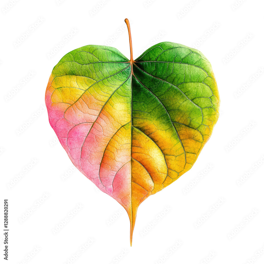 Poster Heart shaped leaf isolated on a black background with intricate vein patterns and rich texture detail isolated on transparent background..