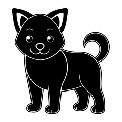 A cute dog silhouette black 