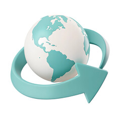 Naklejka premium 3D icon style, 3D Arrow Circling a Globe