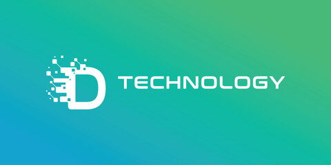 Letter D logo design for technology