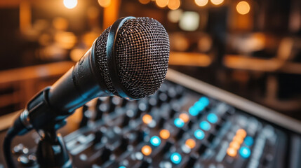 Obraz premium Podcast studio microphone․