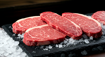 flat iron steaks on ice