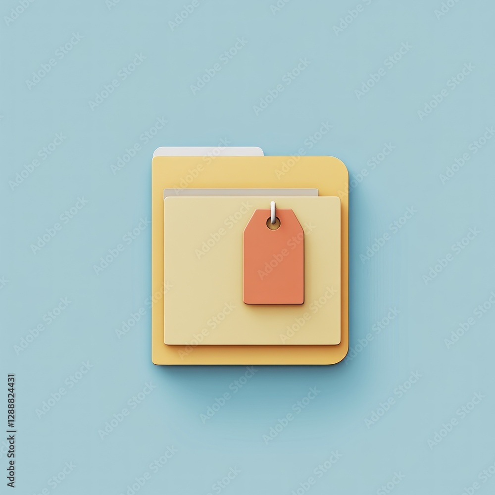 Poster simple 3d folder icon with tag